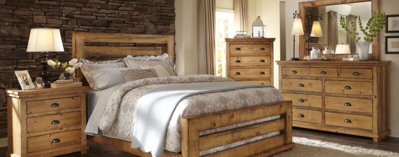 P608 Willow Distressed Pine Slat Bedroom