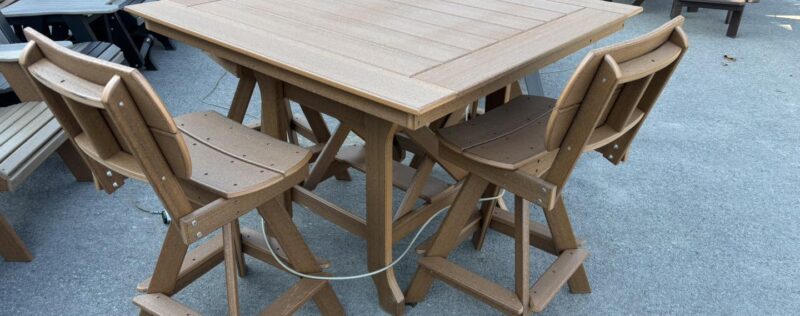 48 x 48 Counter Table with 4 Swivel Saddle Counter Chairs