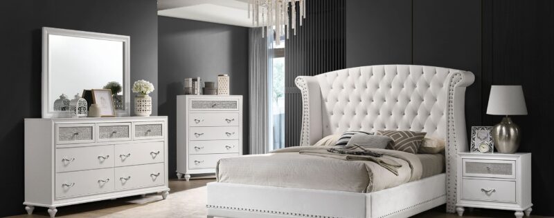 Barzini White Upholstered Bedroom