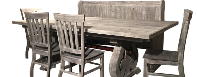 Harp Weathered Oak Bench Dining