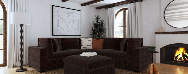 Lakeview Dark Chocolate Sectional, Mod.