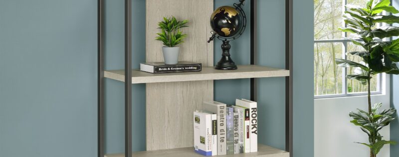 Loomis Whitewashed Grey Bookcase
