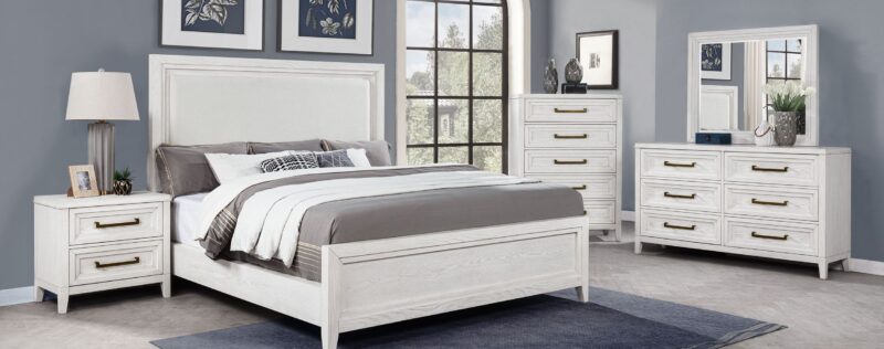 Marielle Distressed White Bedroom