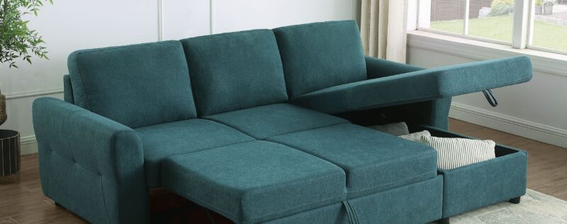 Samantha Teal Sleeper Sectional